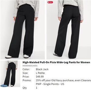 Old Navy High-Waisted Pull-On Pixie Wide-Leg Pants Lg petite